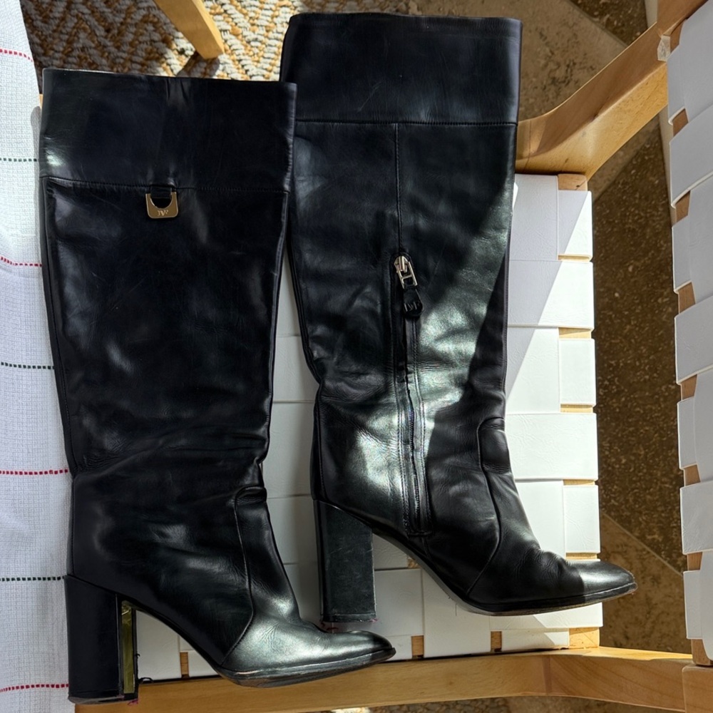 Diane Von Furstenberg Black Heeled Boots